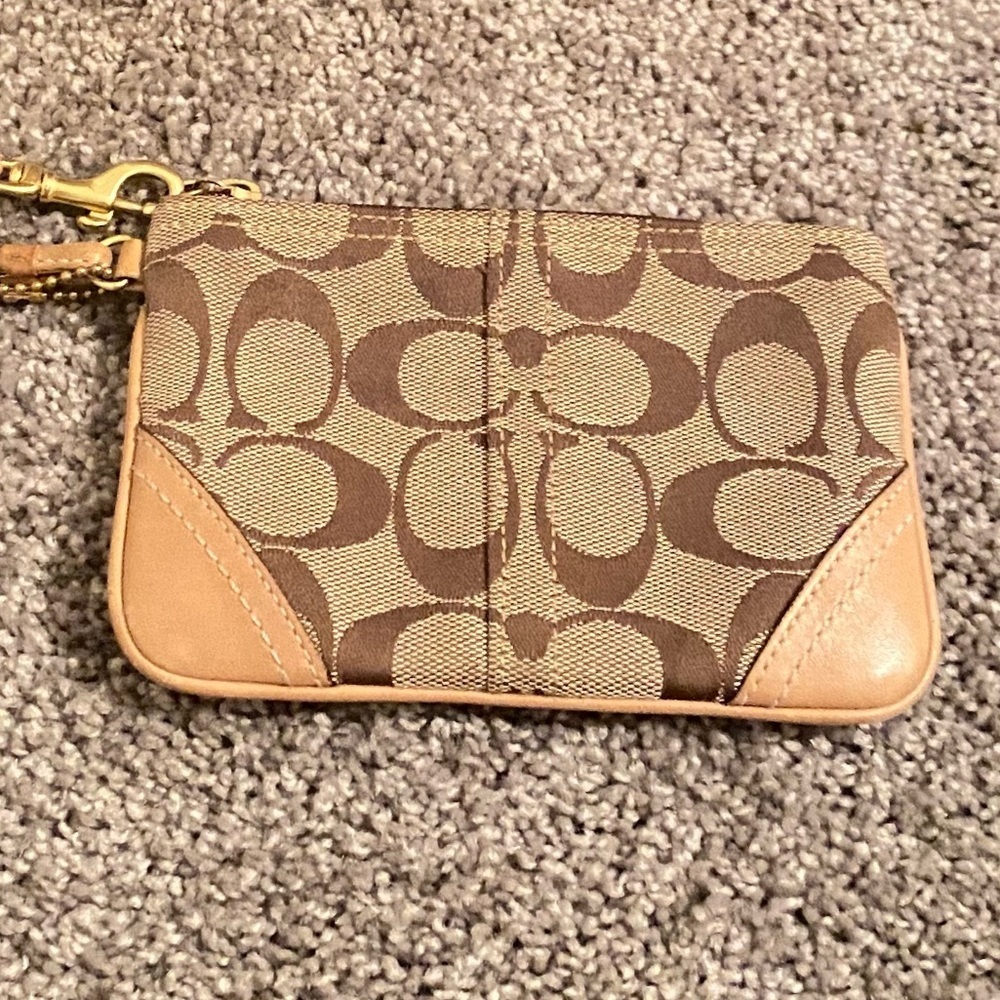 Coach Wristlet Canvas w/Leather trim - Picture 2 of 15
